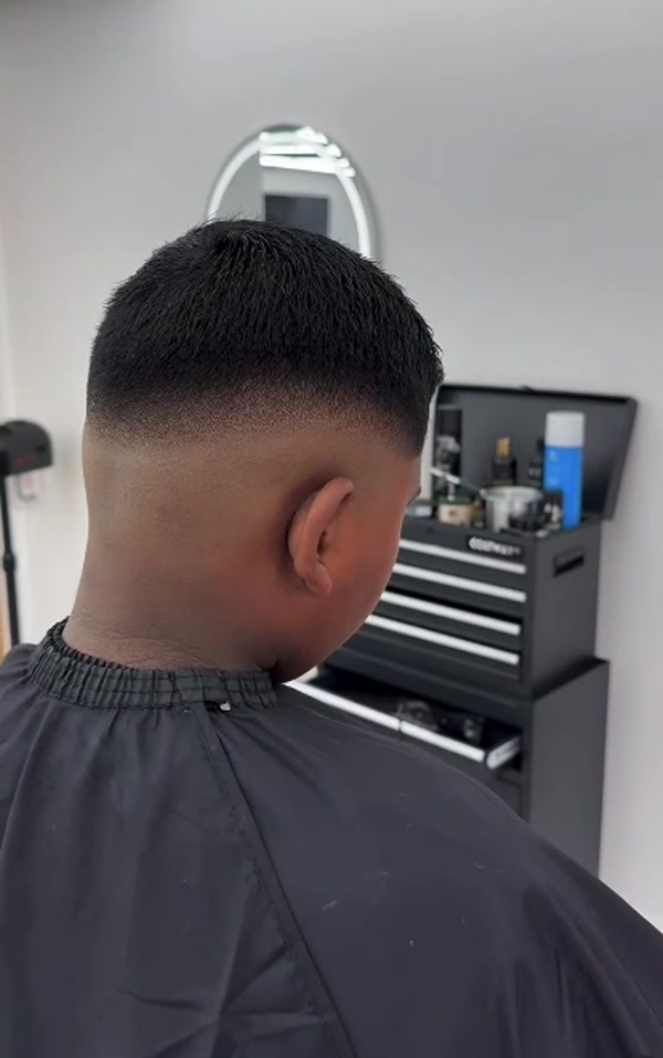 Clean fade viewed from behind